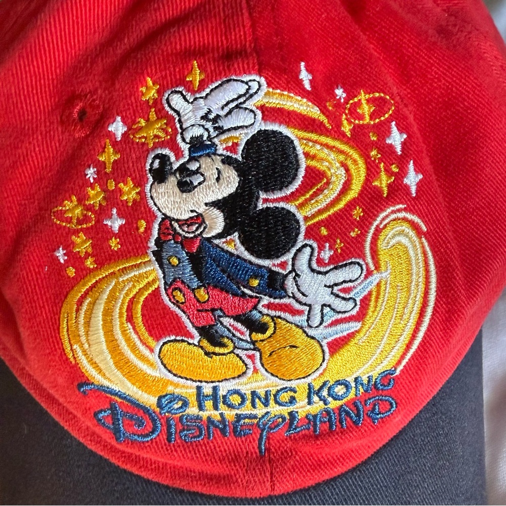 Disneyland Hong Kong Red & Black Embroidered Mickey Toddler Cap - Picture 5 of 11